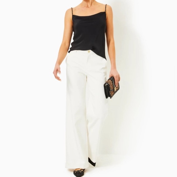 NWT Lilly Pulitzer Axler Bias Silk Cami Black - Noir Gold Chain Straps Size 6 - Picture 3 of 10